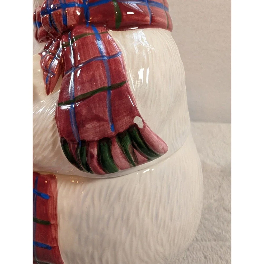 Vintage Pfaltzgraff Snow Bear Cookie Jar 8” Polar Bear Winter Pottery Candy Jar
